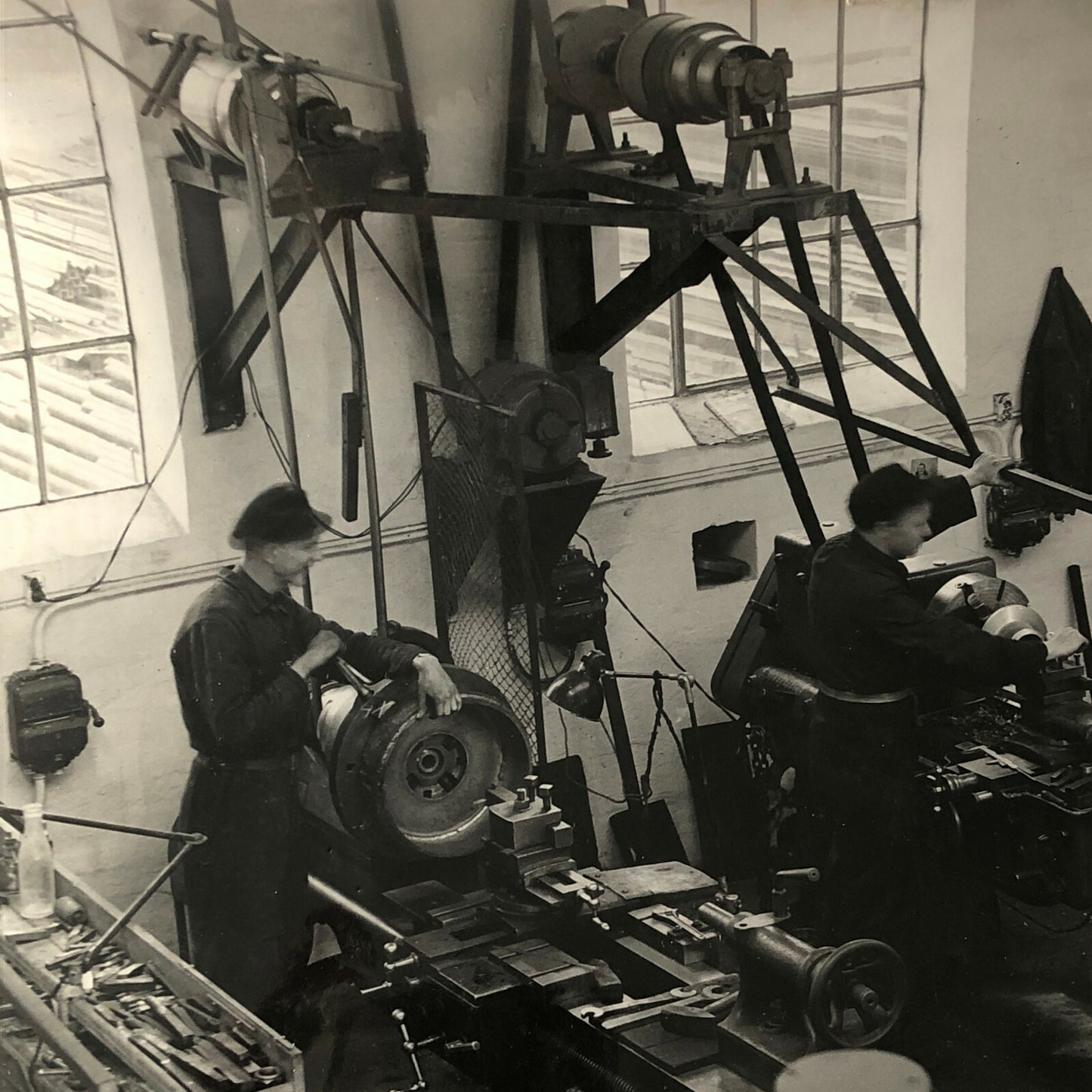 Antique Vintage Photograph of a Factory with Workers Denmark Ergo Trailer
