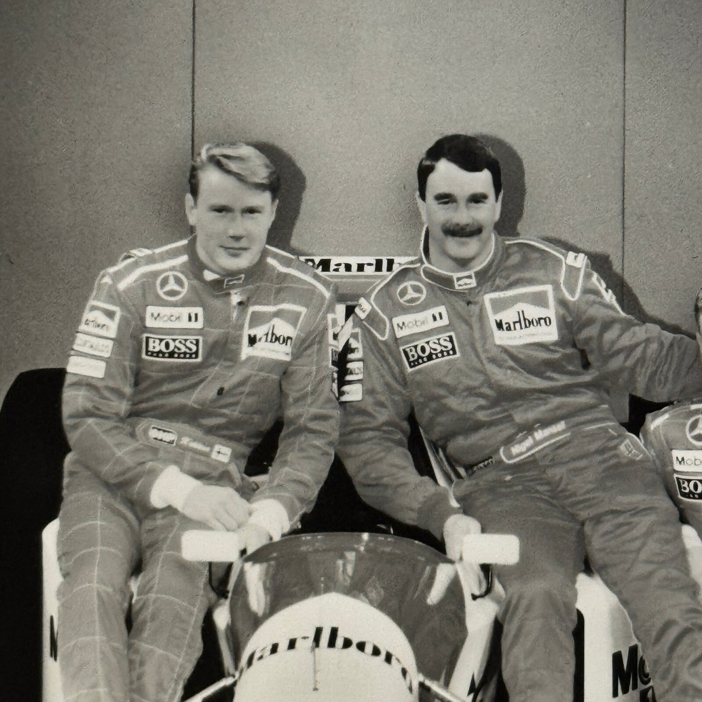 McLaren Mercedes Racing Team Photo Photograph Nigel Mansell Mika Hakkinen 1995