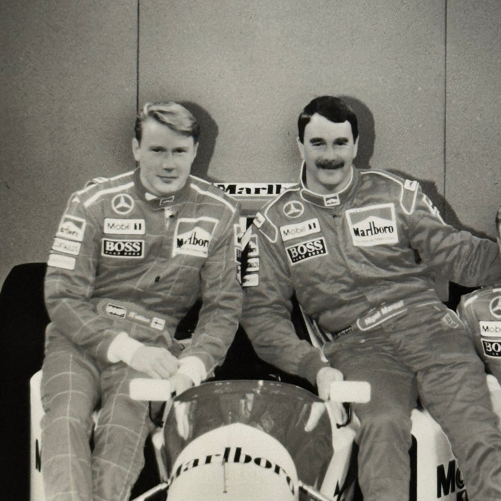 McLaren Mercedes Racing Team Photo Photograph Nigel Mansell Mika Hakkinen 1995