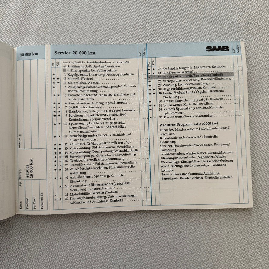 Saab 900 and 9000 Service Book Manual GERMAN 1988 1989