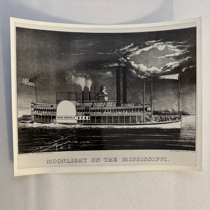 Vintage Photo Photograph Steamboat Boat Ship Mississippi Currier & Ives