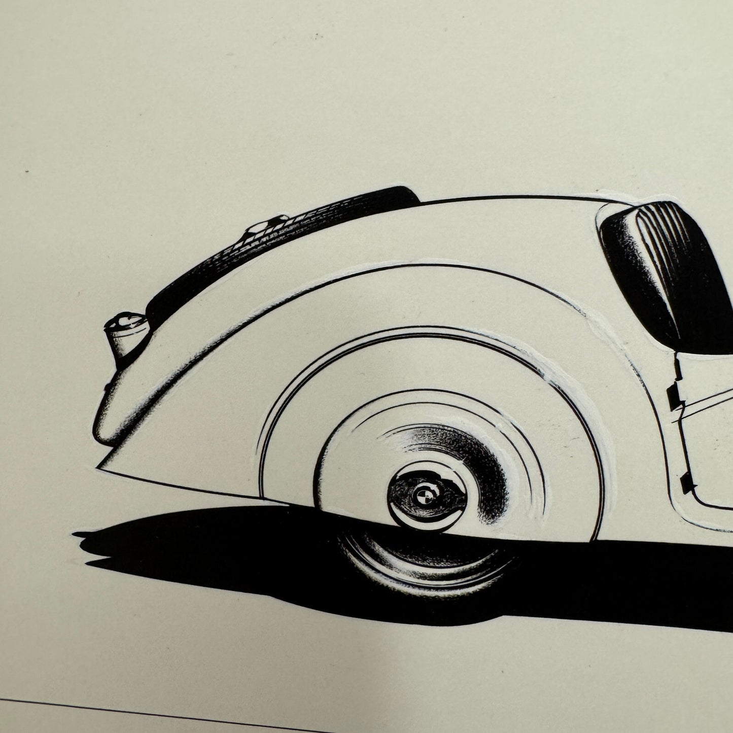 1937 BMW Type 328 Roadster Illustration Art Drawing Hand Drawn Robert Preis