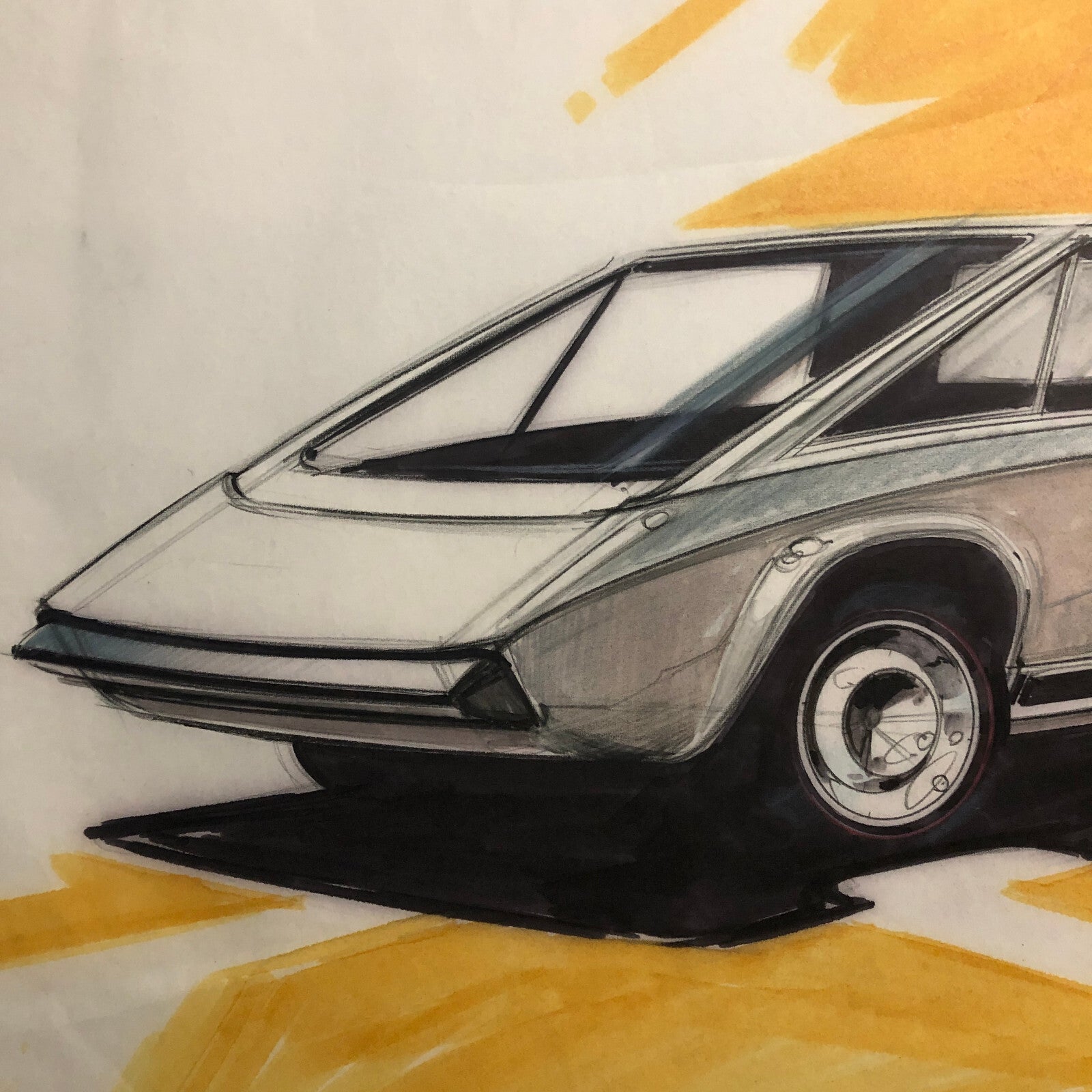 Styling Concept Car Illustration Art Drawing Sketch Vintage 1967 Nottrodt