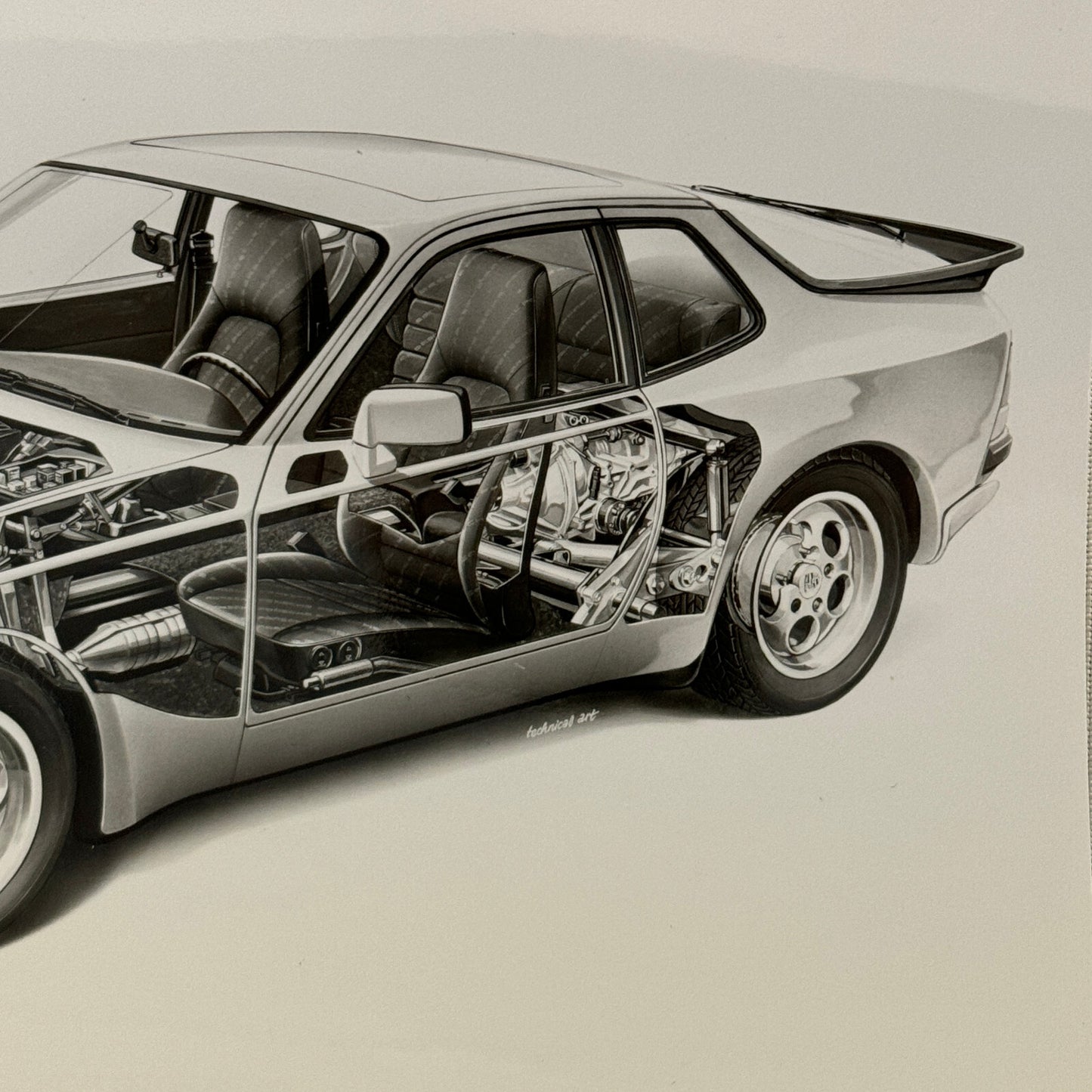 Porsche 944 Car Cutaway Illustration Factory Press Photo Photograph Werkfoto