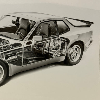 Porsche 944 Car Cutaway Illustration Factory Press Photo Photograph Werkfoto