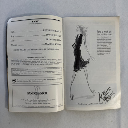 The Play About the Baby Cast Signed Playbill 2001 Autographed Kathleen Early