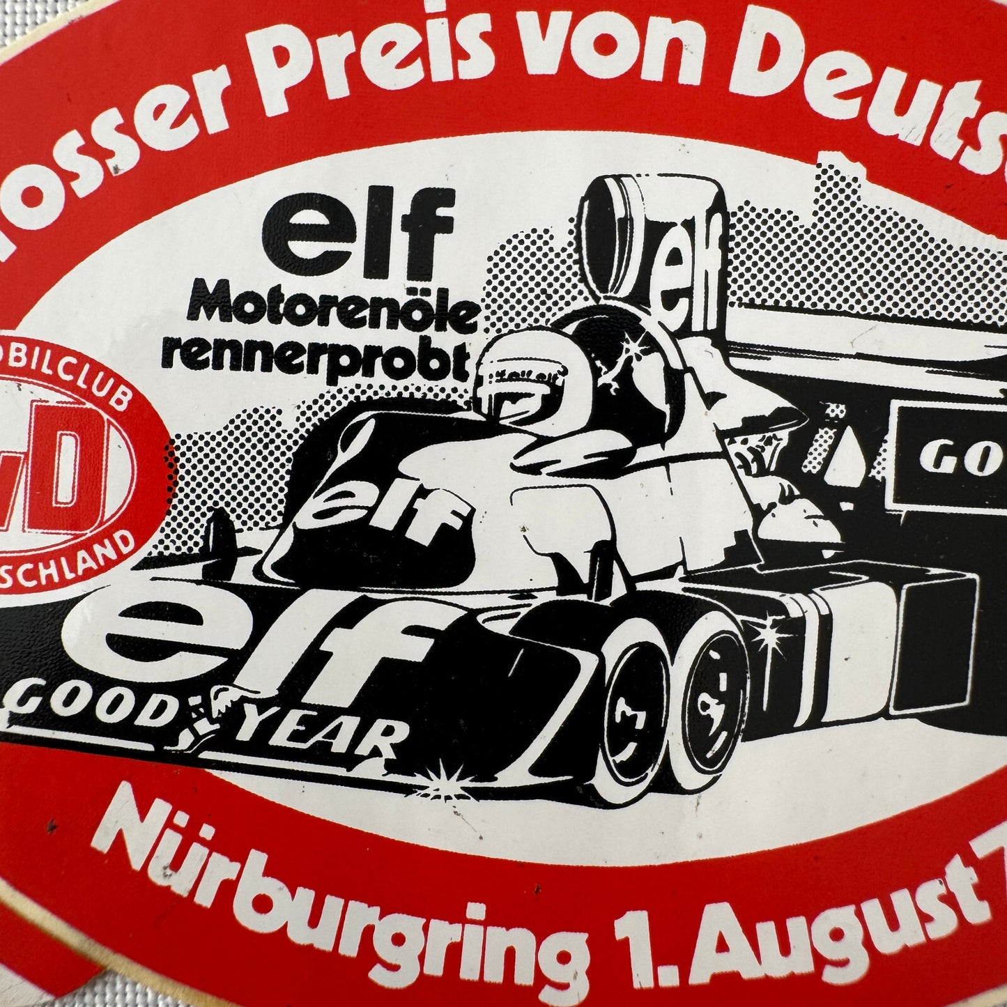 1976 AVD German Grand Prix Nurburgring Racing Decal Sticker ELF Racing Car