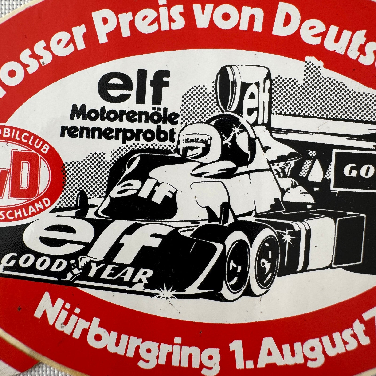 1976 AVD German Grand Prix Nurburgring Racing Decal Sticker ELF Racing Car