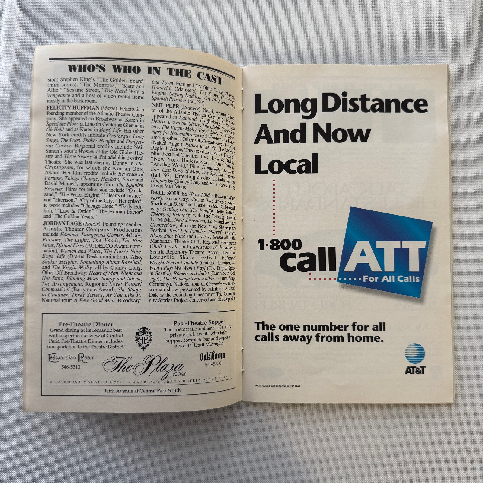 William H Macy Signed Playbill The Joy of Going Somewhere Definite 1997 Auto