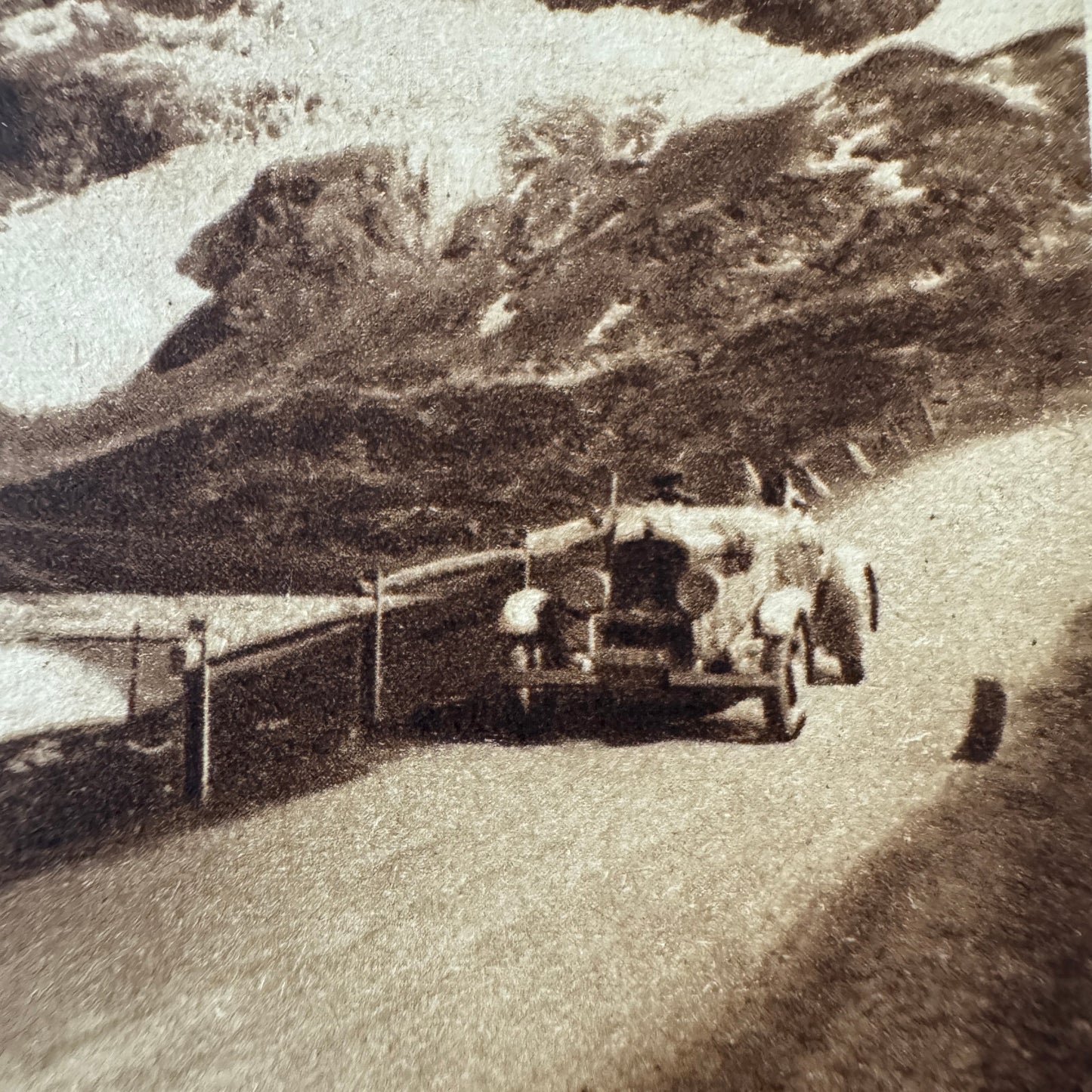 Vintage Italian Automobile in Alps Mountains Postcard Post Card Car Posted