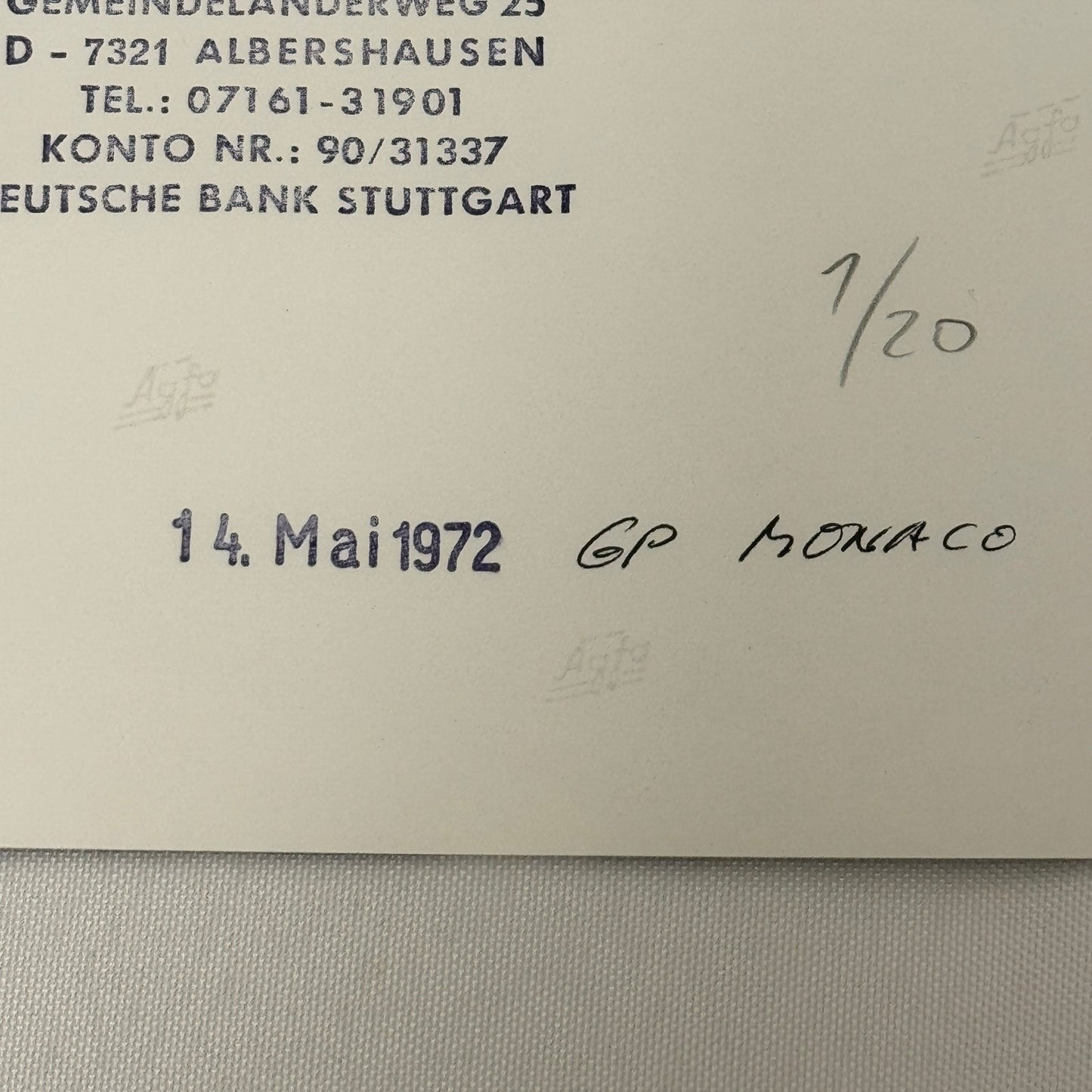 Vintage Racing Photo 1972 Monaco Grand Prix Dr Helmut Marko Photograph