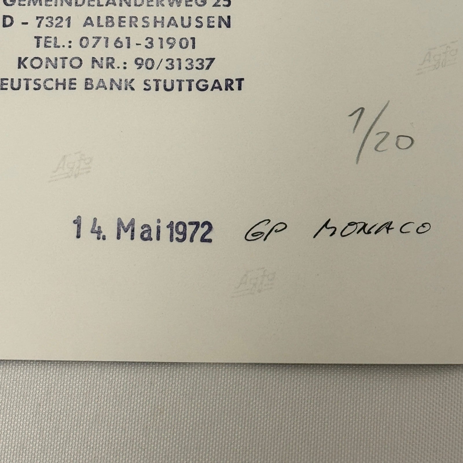 Vintage Racing Photo 1972 Monaco Grand Prix Dr Helmut Marko Photograph