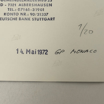 Vintage Racing Photo 1972 Monaco Grand Prix Dr Helmut Marko Photograph