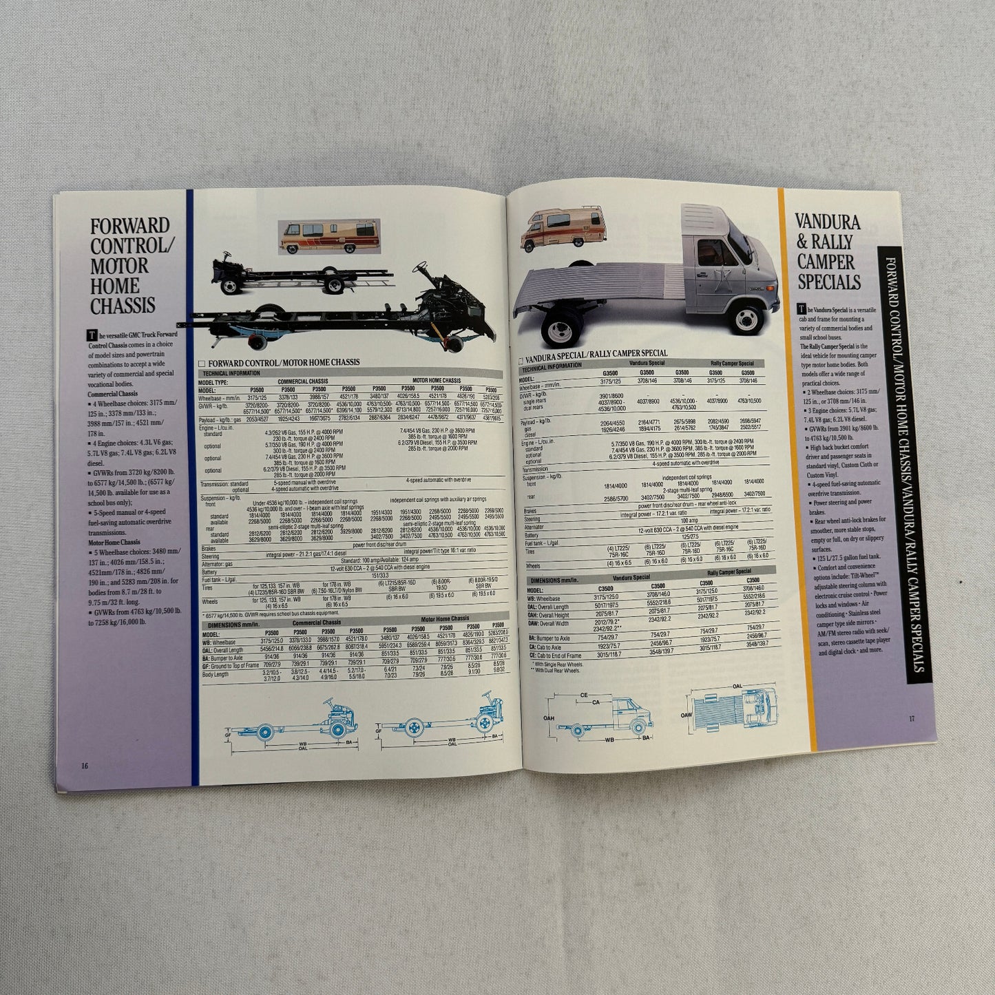 1992 GMC Commercial Truck Sales Brochure Catalog Vandura Safari Pickup Motorhome