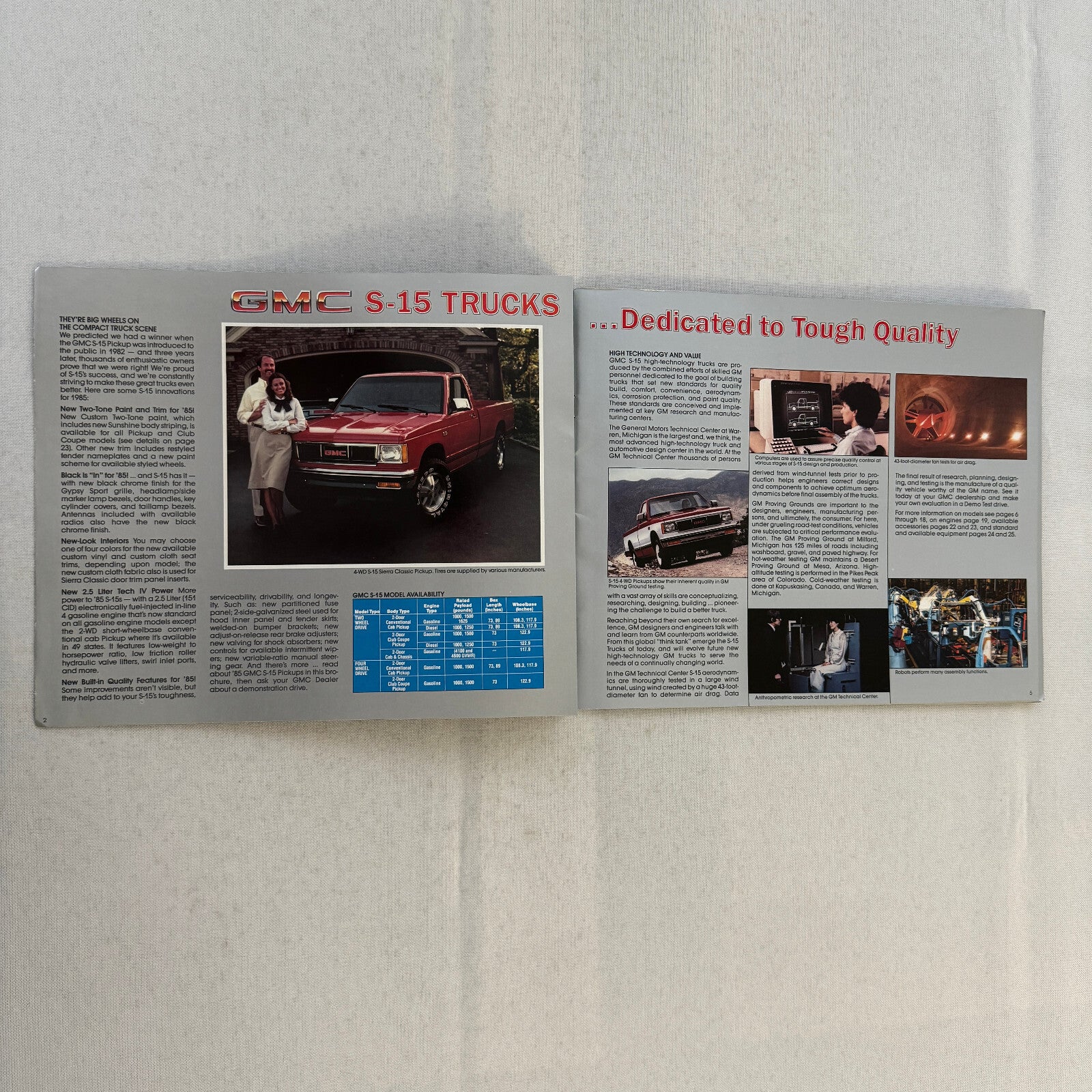 1985 GMC S-15 Pickup S15 Pickup Truck Sales Brochure Catalog Advertising