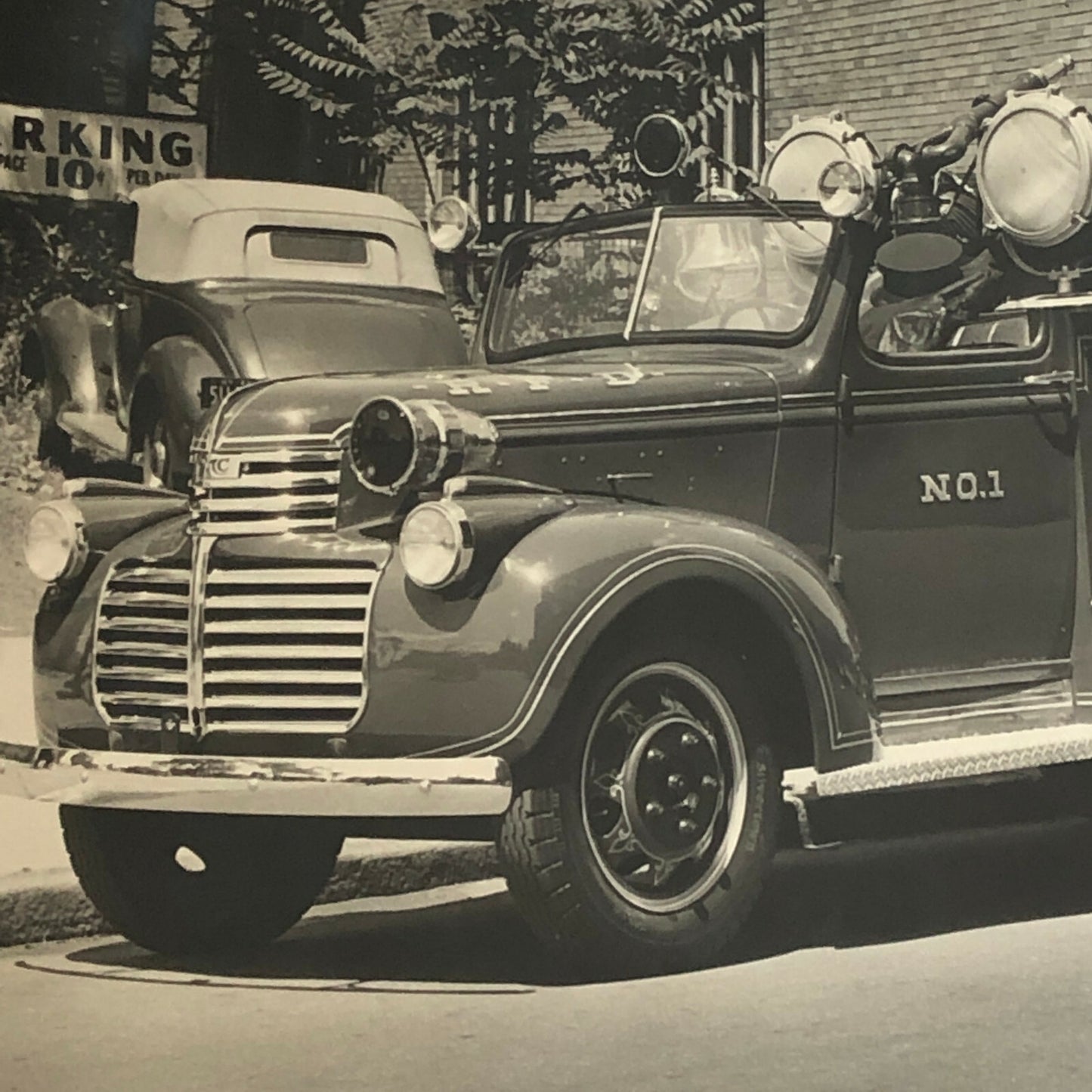 Vintage GMC Fire Truck Aparatus Photo Photograph Print 1945 Public Works 