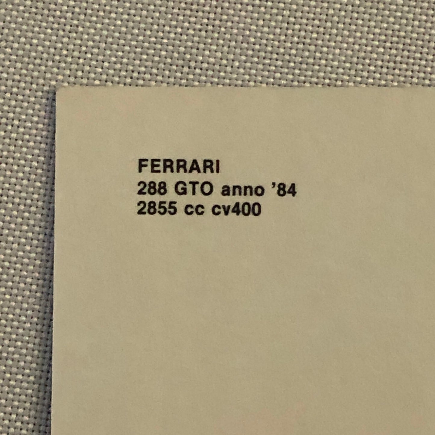 Ferrari 288 GTO Car Postcard Post Card Ferrari 288GTO