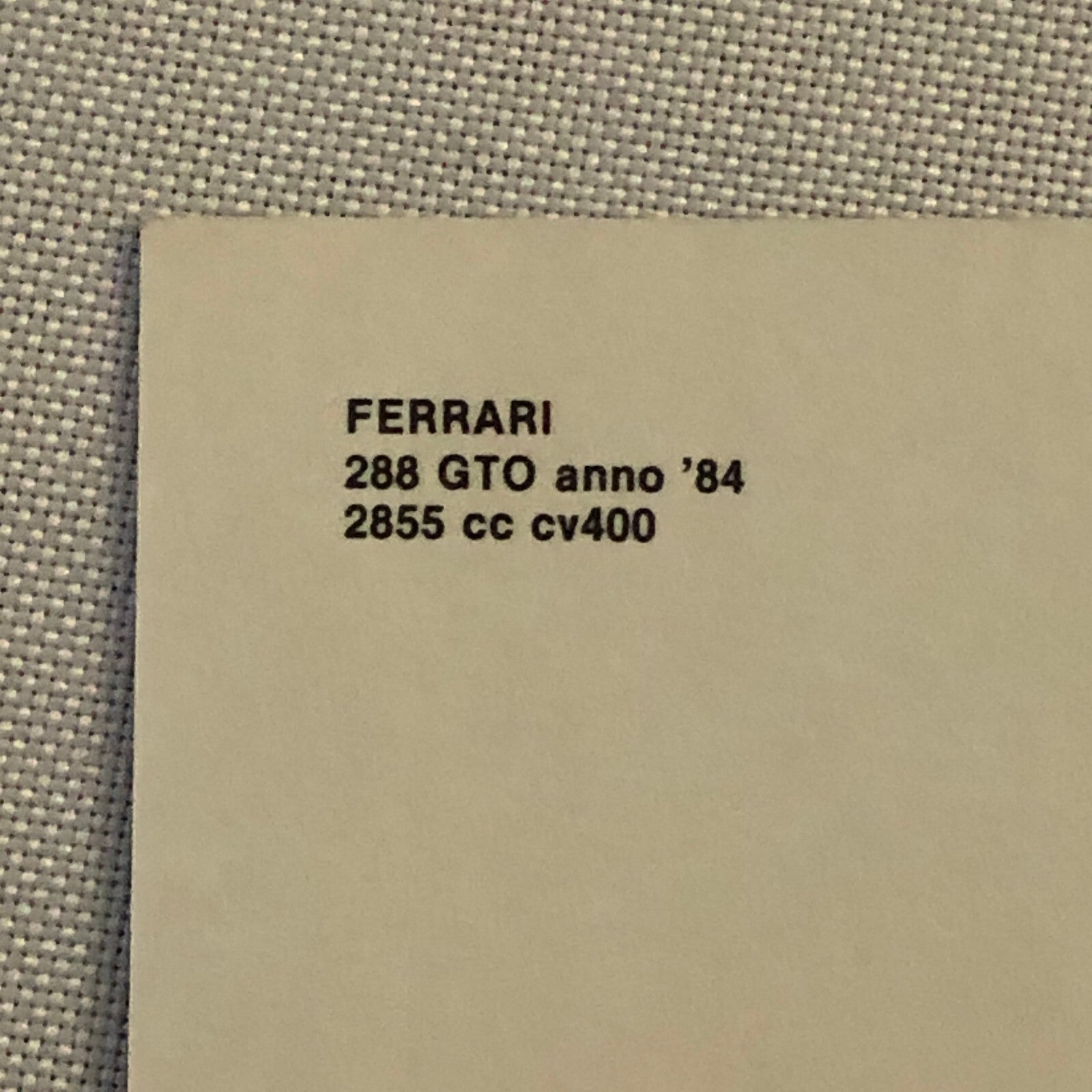 Ferrari 288 GTO Car Postcard Post Card Ferrari 288GTO
