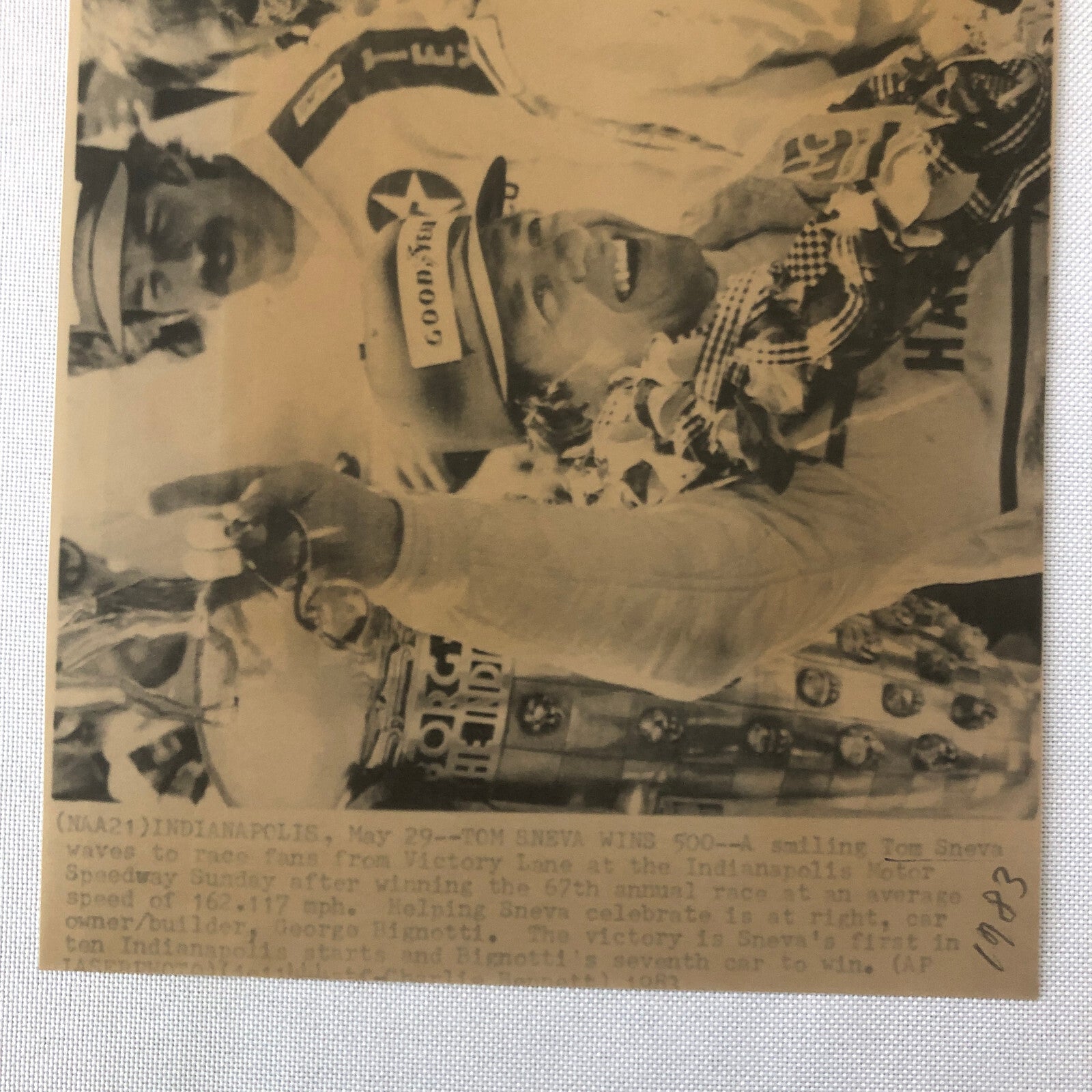 Vintage Indy Indianapolis Racing Press Photo Photograph Tom Sneva 1983