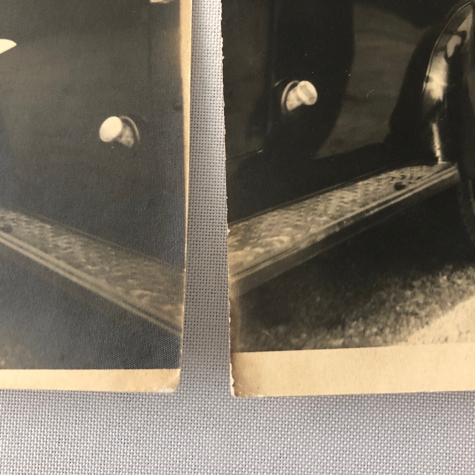 Vintage Photo Photograph Print Lot of 2 Man with Panel Van Attaching Sign
