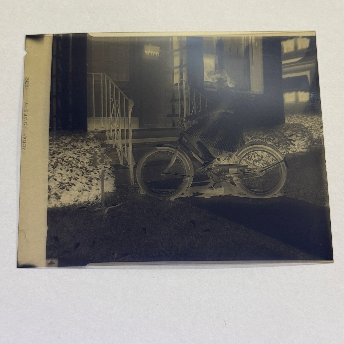 Vintage Photo Negative Victory Bicycle with Girl Bike Bicycles Bikes