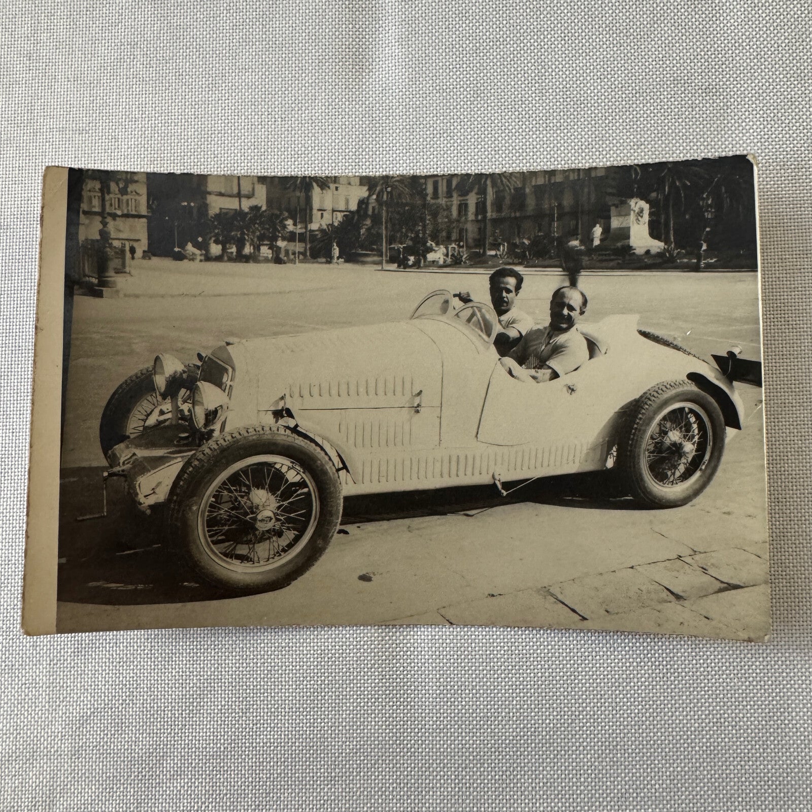 Vintage Italian Automobile Real Photo Postcard Post Card RPPC Men in Car