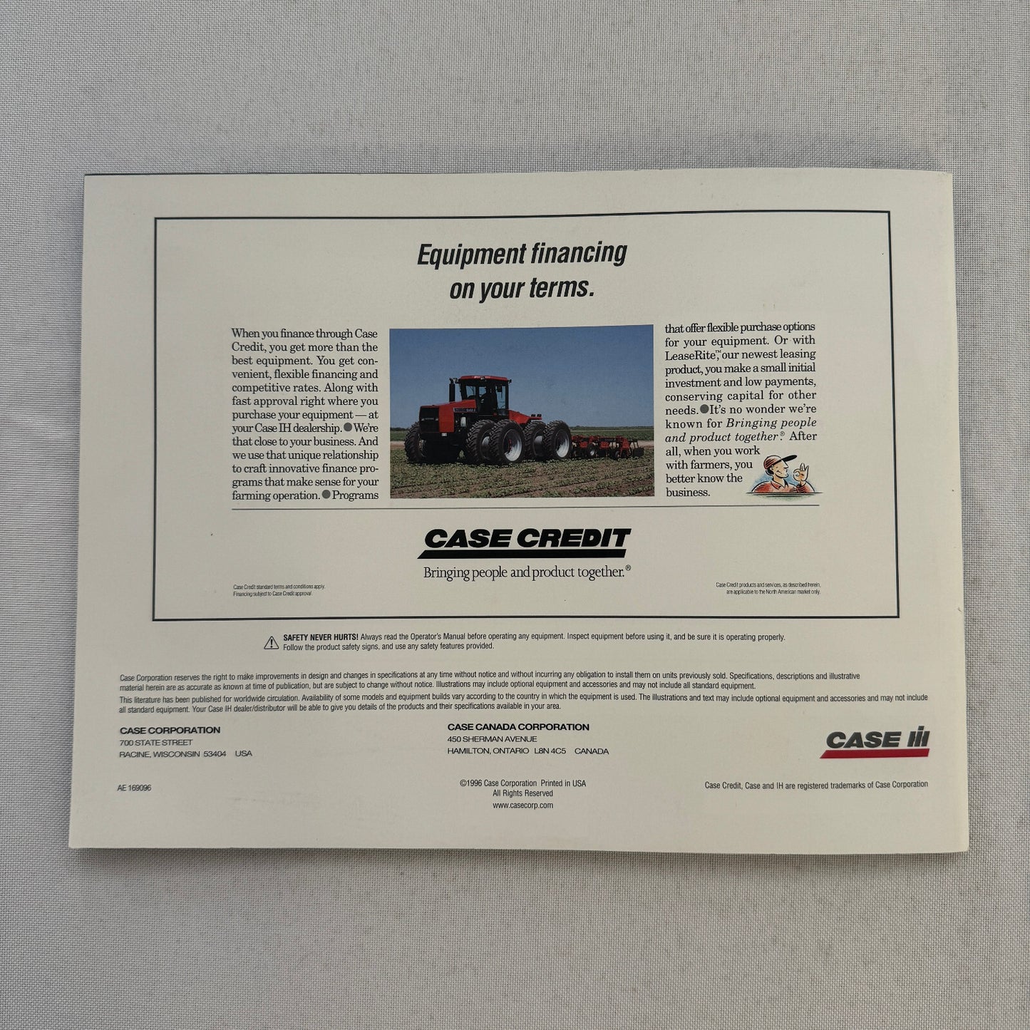 Case Steiger 9300 Series 4WD Tractor Equipment Sales Brochure Catalog