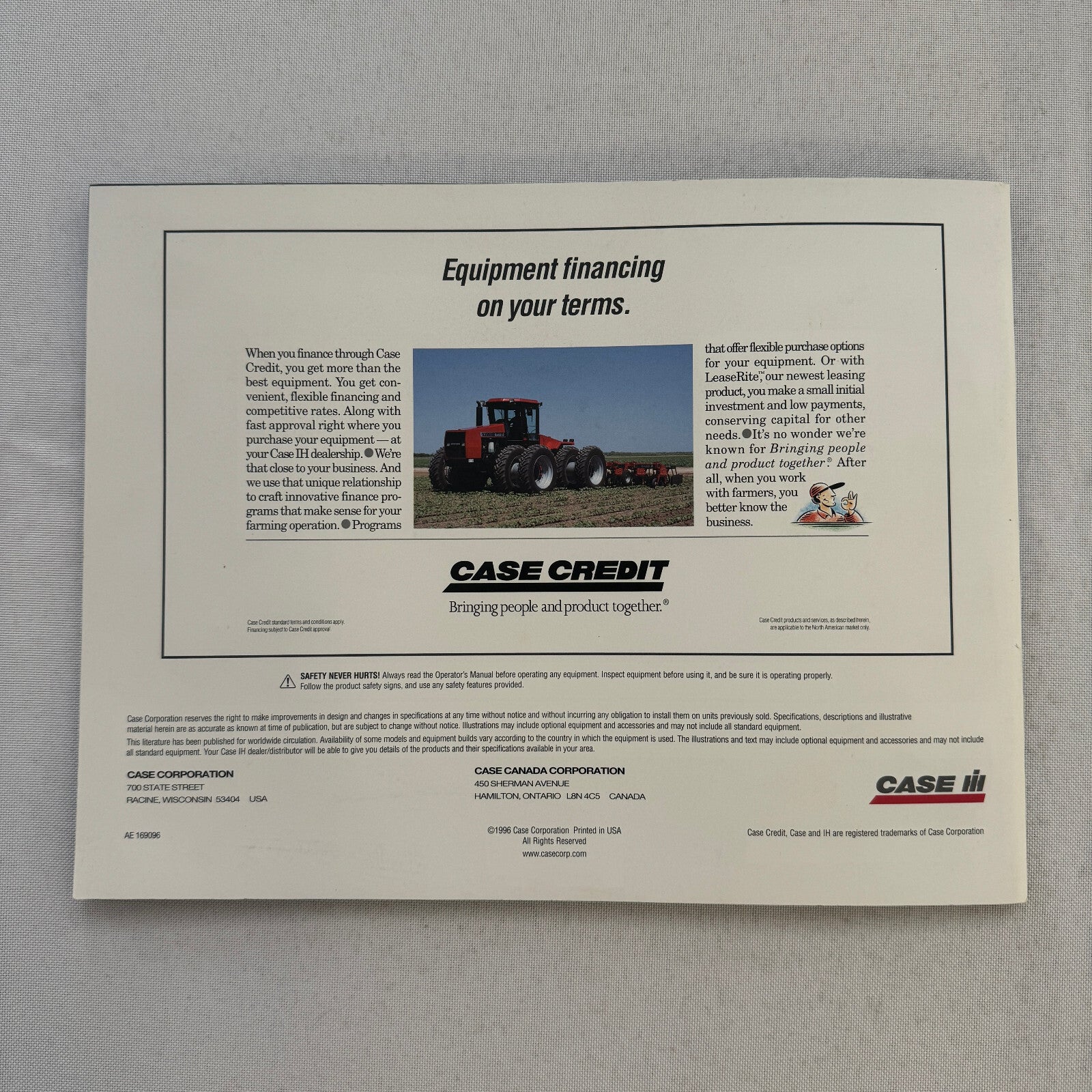 Case Steiger 9300 Series 4WD Tractor Equipment Sales Brochure Catalog