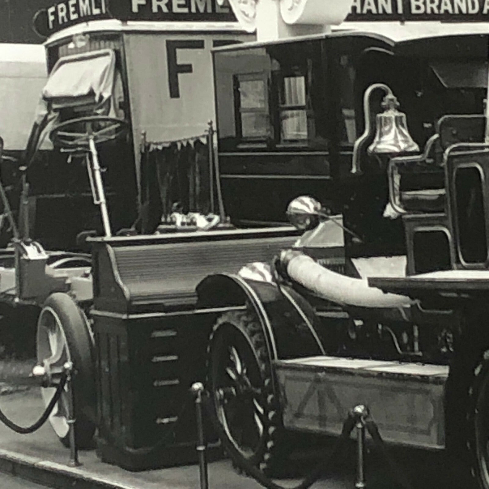Antique Museum Photo Photograph Print Fire Truck in Museum Leyland Motors Sign +