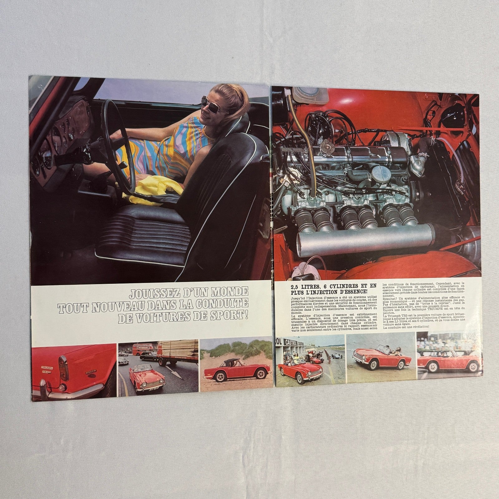 Triumph TR5 PI Roadster Convertible VIntage Car Sales Brochure Catalog FRENCH