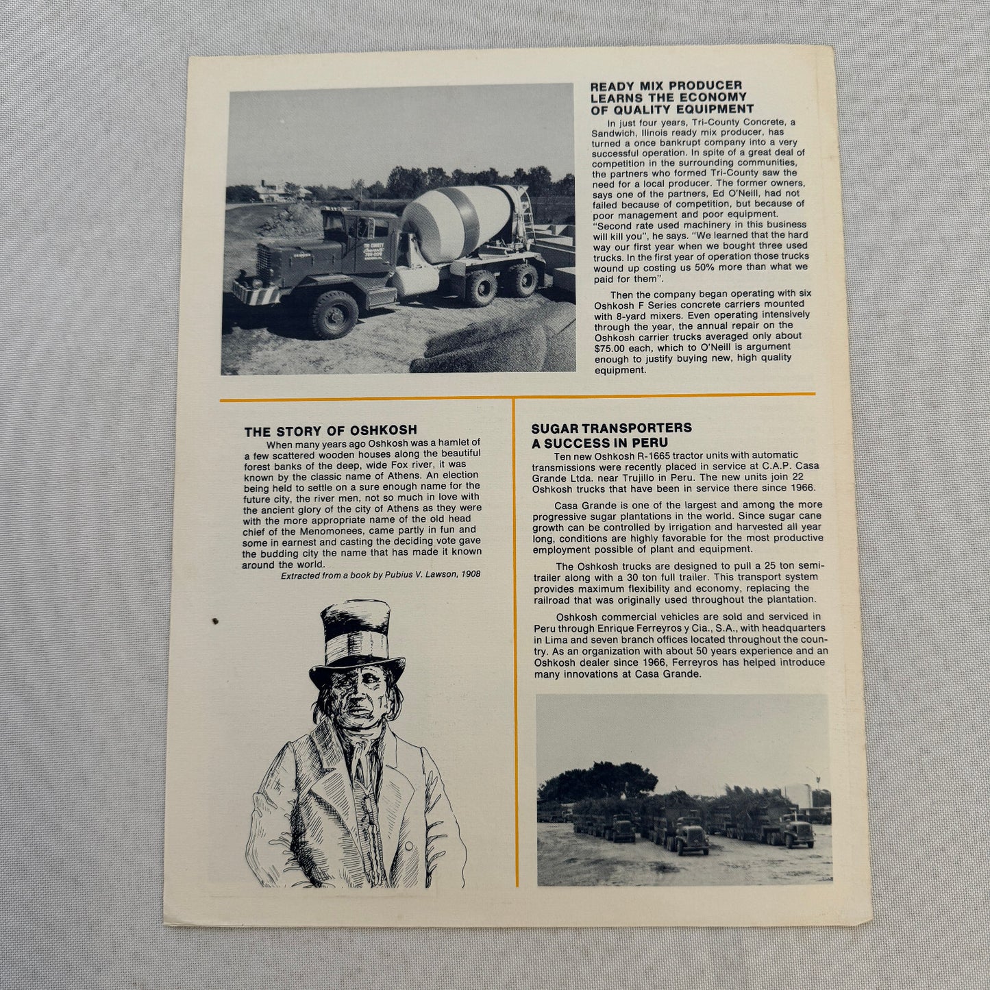Oshkosh Truck Factory Newsletter Brochure Airport Crash Truck Army Cement Mixer