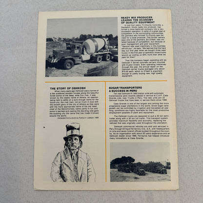 Oshkosh Truck Factory Newsletter Brochure Airport Crash Truck Army Cement Mixer
