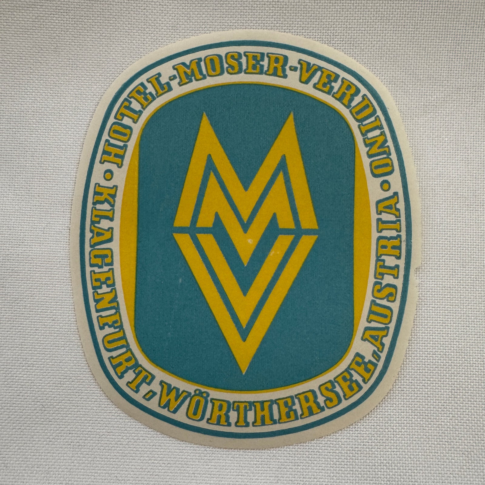 Vintage Travel Luggage Label Hotel Moser Verdino Worthersee Austria Klagenfurt
