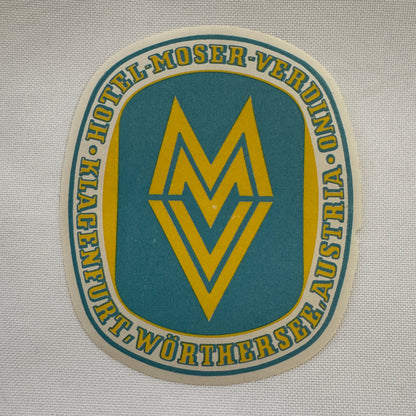 Vintage Travel Luggage Label Hotel Moser Verdino Worthersee Austria Klagenfurt