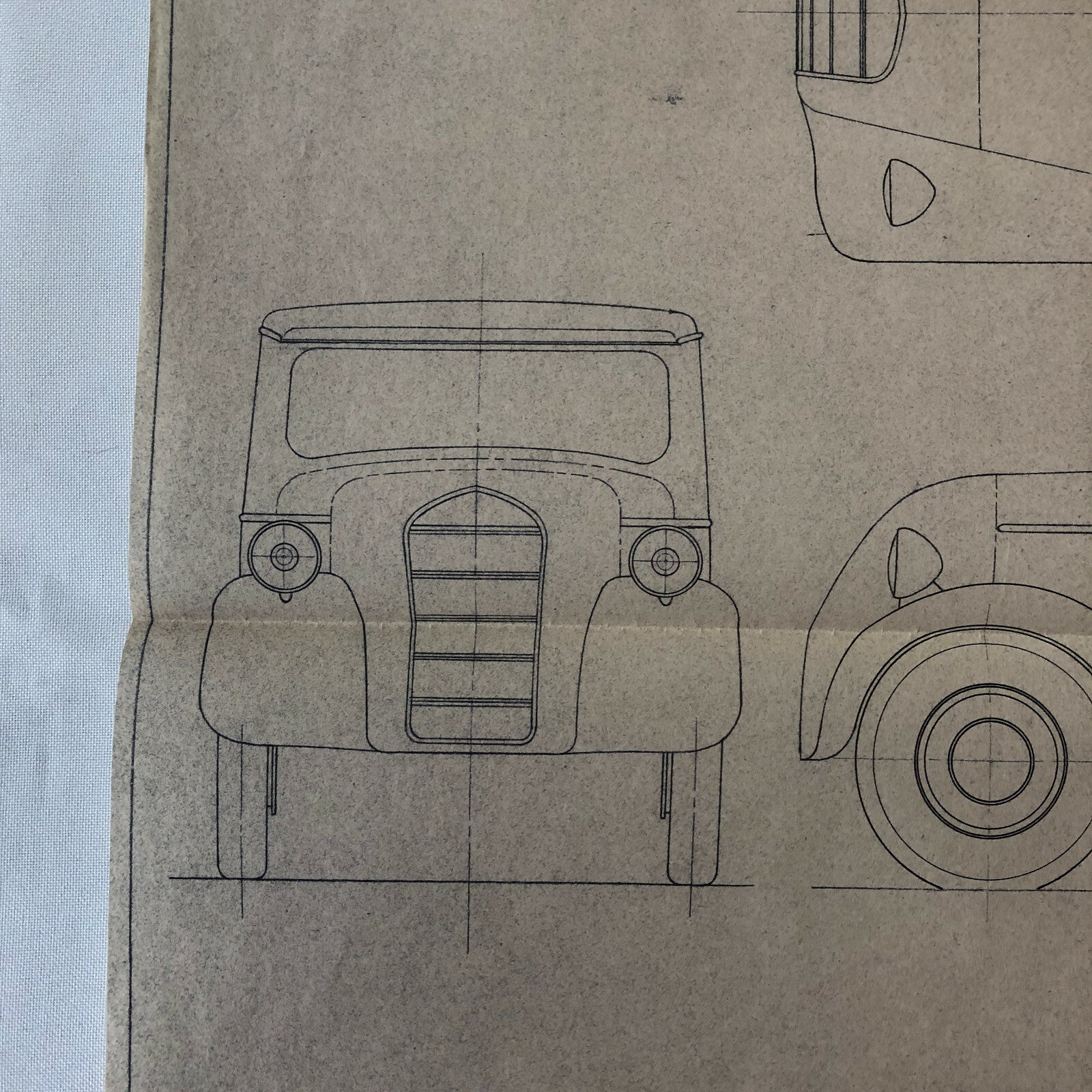 1935 Coachbuilder Car Design Blueprint Rendering Blue Print Cabrio Limousine 