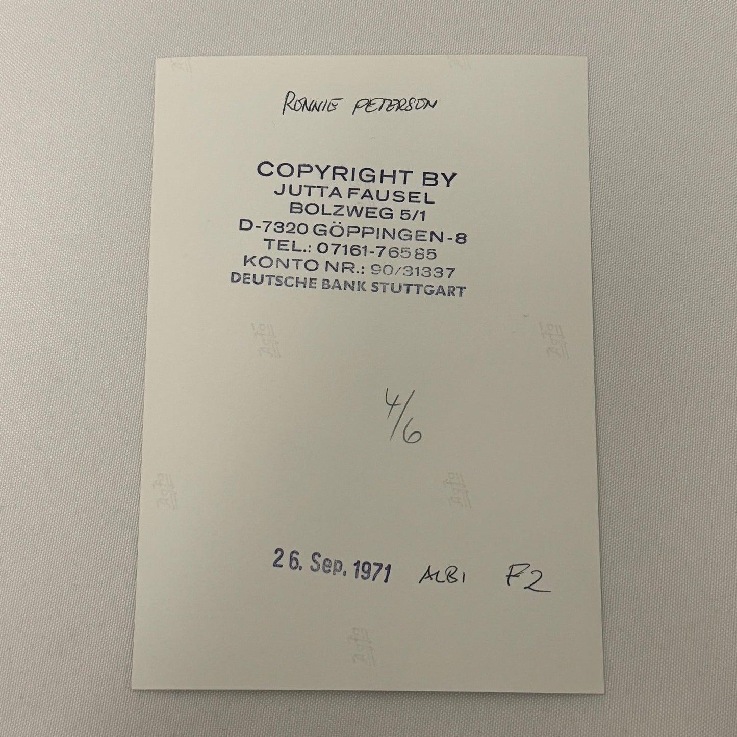 Vintage Racing Photo 1971 Albi F2 Race Ronnie Peterson Driver Motorsport