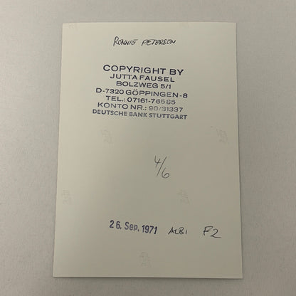 Vintage Racing Photo 1971 Albi F2 Race Ronnie Peterson Driver Motorsport