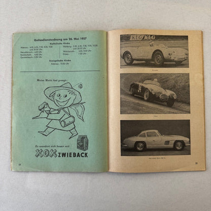 1957 ADAC 1000KM Racing Program Nurburgring Race German