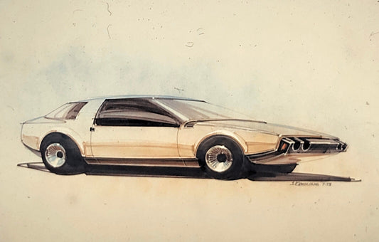 35MM Vintage Photo Slide Concept Car Prototype Design Sketch Illustration