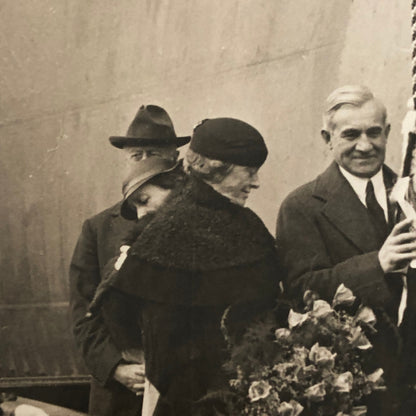 Press Photo Photograph First Lady Lou Henry Hoover Christens Aircraft Carrier
