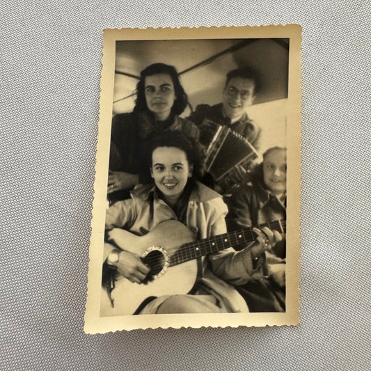 Band Musician Guitar Accordion Photo Photograph Print Snapshot