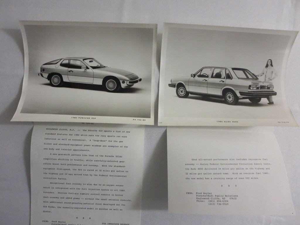 1980 Porsche & Audi Press Kit Brochure w/ Photos 911 928 924 Turbo 4000 5000 +