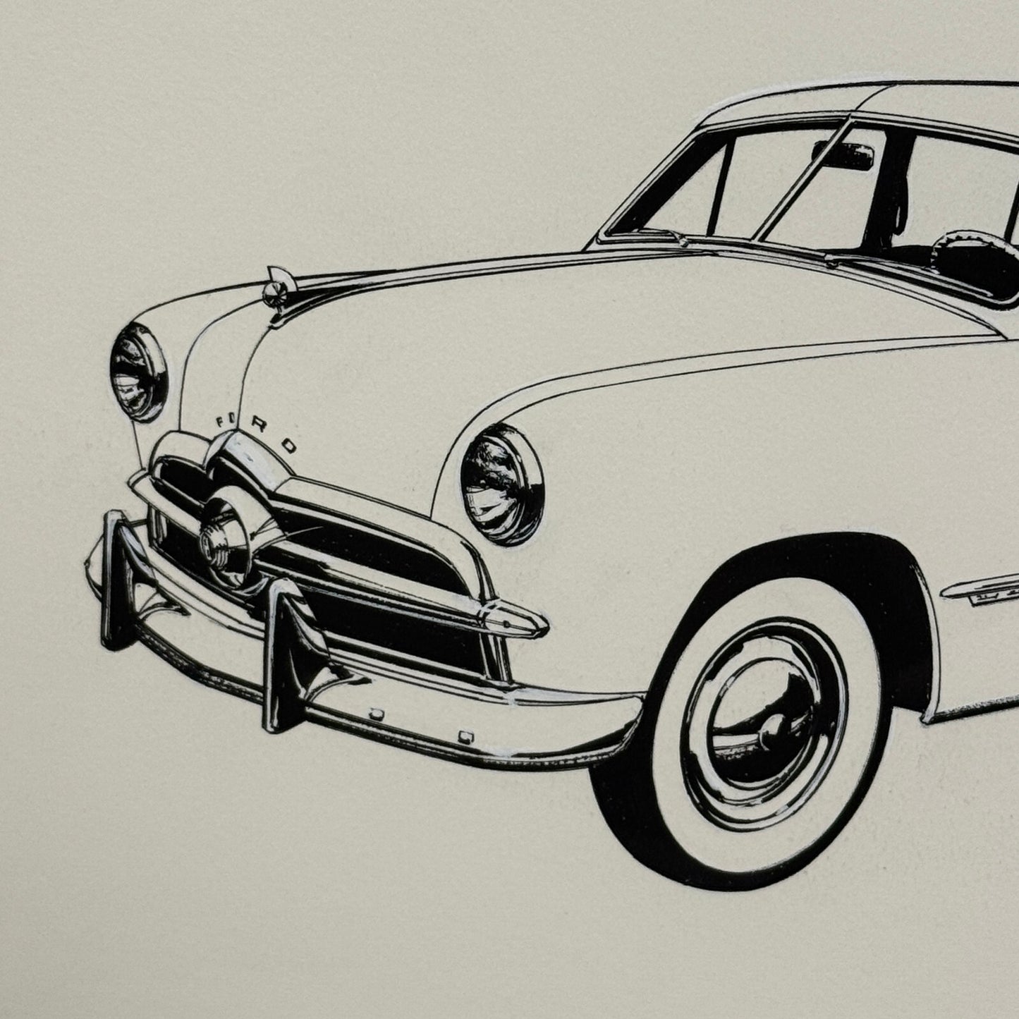 1949 Ford Custom Tudor Car Illustration Art Drawing Hand Drawn Robert Preis