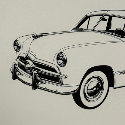1949 Ford Custom Tudor Car Illustration Art Drawing Hand Drawn Robert Preis
