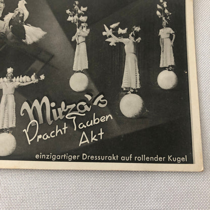 Circus Bird Training Act Postcard Post Card Vintage Mirza's Pracht Tauben Akt