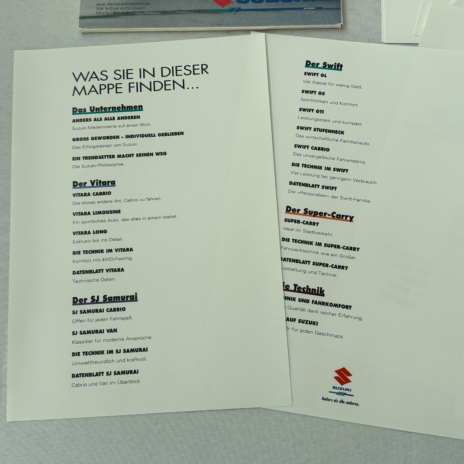 1993 Suzuki Press Kit Brochure German Suzuki Swift Samurai Vitara Super Carry