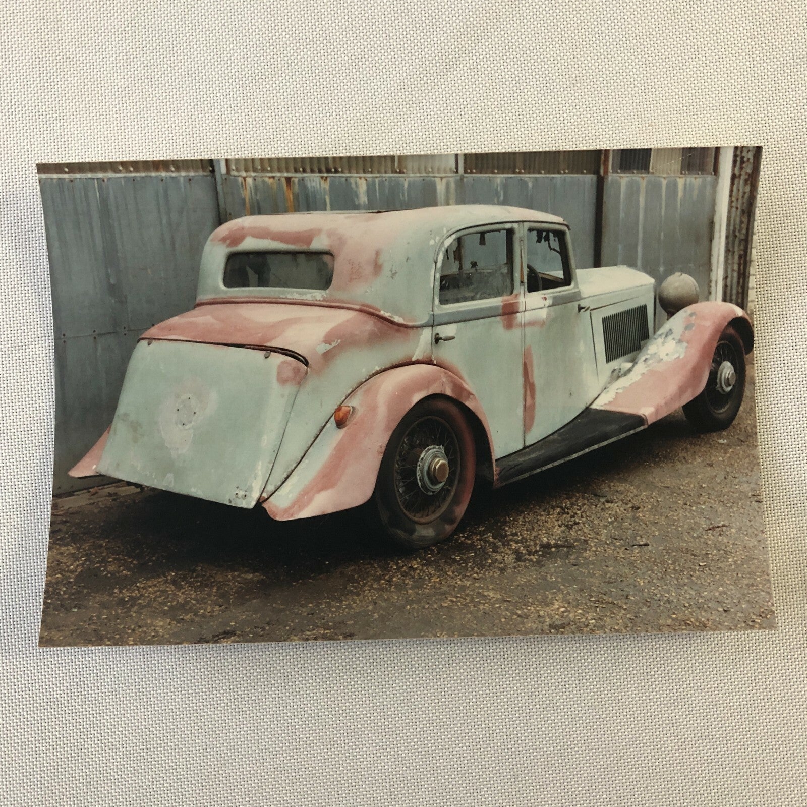 Vintage 1934 Bentley 3 1/2 Litre Barn Find Car Photo Photograph Print Lot of 2 
