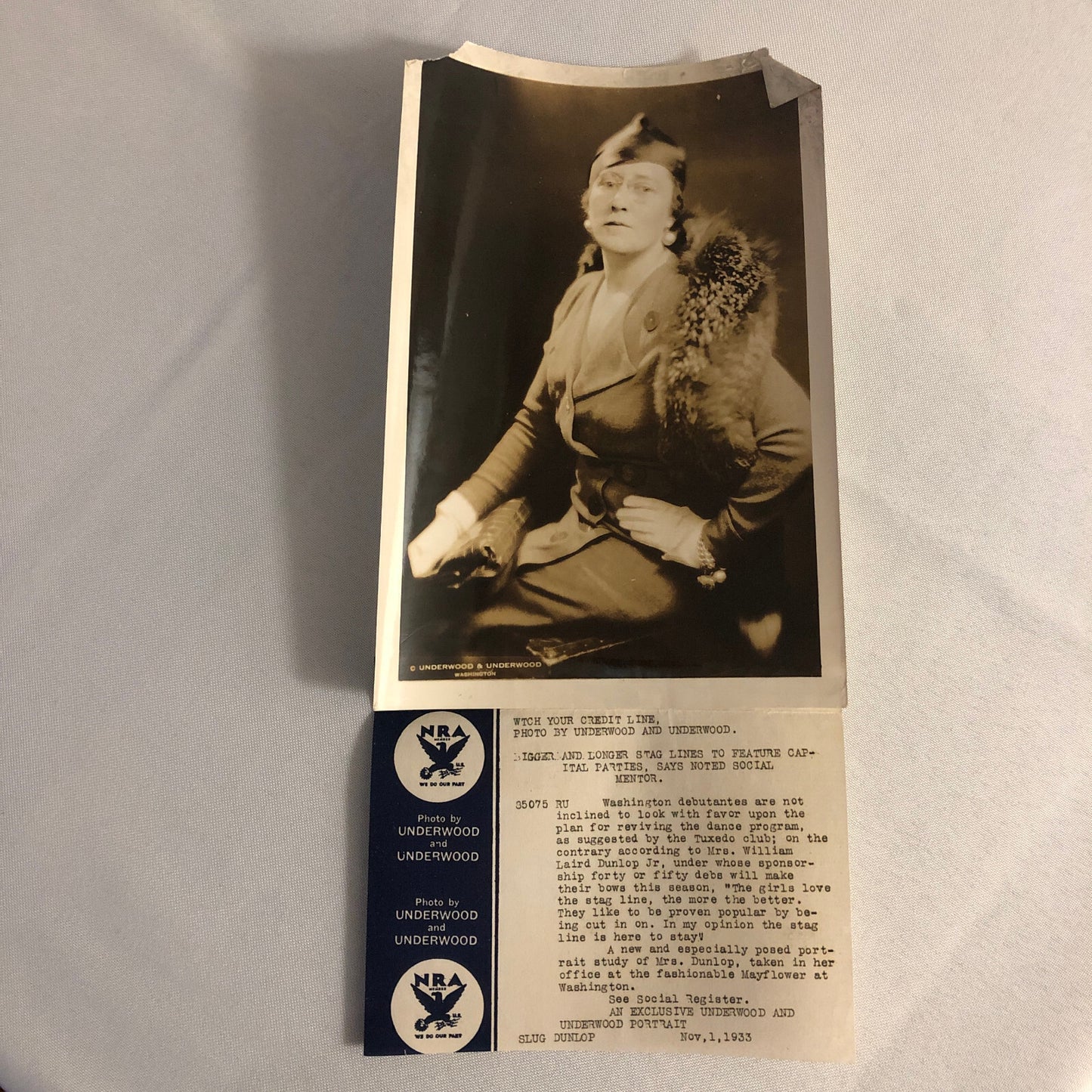 Press Photo Photograph Washington Debutante Society Leader Portrait 1933