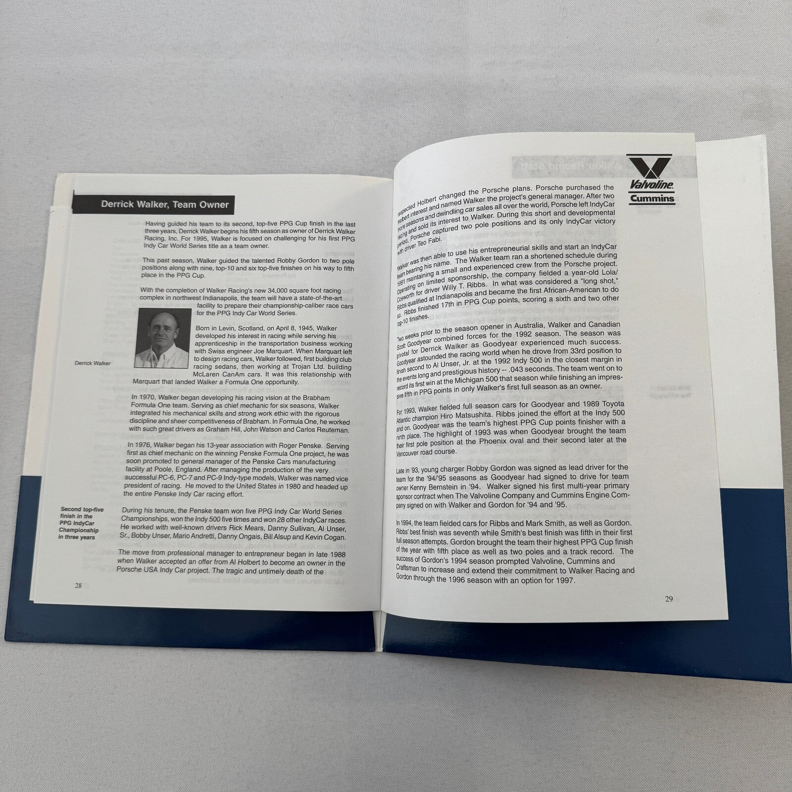 1995 Robby Gordon Valvoline Racing PPG Indy Car Press Kit Brochure 35mm Slides