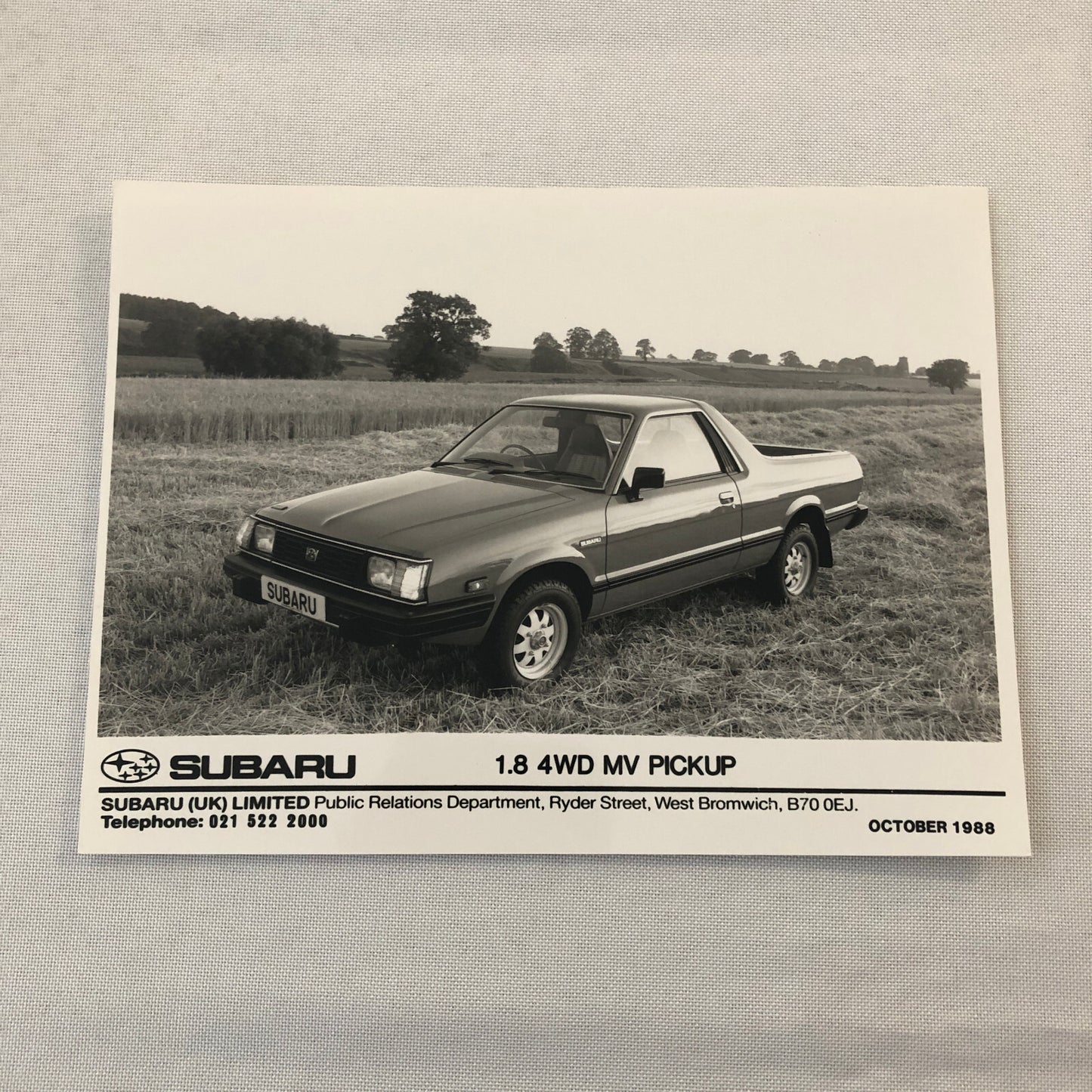 1988 1989 Subaru 4WD MV Pickup Factory Press Photo Photograph Print UK